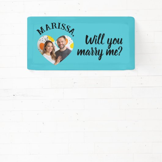 名前をカスタムする写真ハートは私と結婚 横断幕 (インサイチュ)