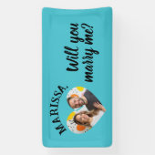 名前をカスタムする写真ハートは私と結婚 横断幕 (縦)