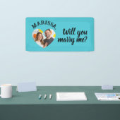 名前をカスタムする写真ハートは私と結婚 横断幕 (トレードショー)