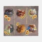 名前をカスタムする写真馬ペットひまわり茶色 フリースブランケット (正面(横))