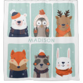 名前をカスタムする冬の動物のシャワーカーテン シャワーカーテン (正面)