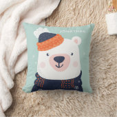 名前をカスタムする冬の動物装飾用クッション クッション (ブランケット)
