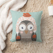 名前をカスタムする冬の動物装飾用クッション クッション (ブランケット)