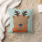 名前をカスタムする冬の動物装飾用クッション クッション (ブランケット)