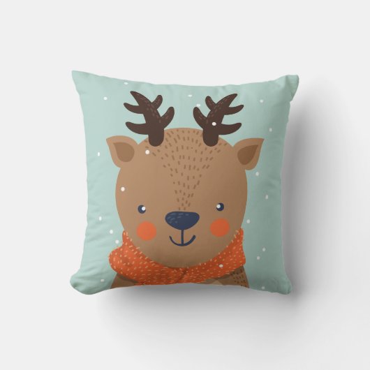 名前をカスタムする冬の動物装飾用クッション クッション (正面)