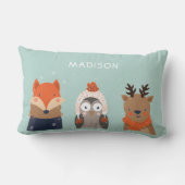 名前をカスタムする冬の動物装飾用クッション ランバークッション (裏面)