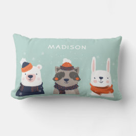 名前をカスタムする冬の動物装飾用クッション ランバークッション