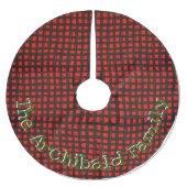 名前をカスタムする初期のレッド&ブルーバッファローチェックプライド ブラッシュドポリエステルツリースカート (正面)