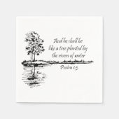 名前をカスタムする励まし聖なる書物、 経典詩篇1:3 スタンダードカクテルナプキン (正面)