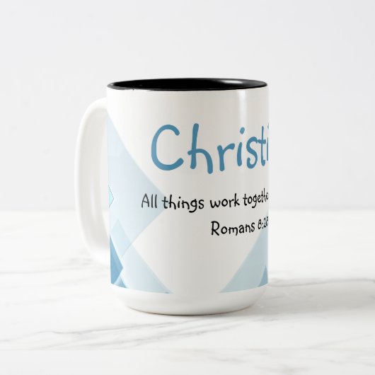 名前をカスタムする励感動的まし聖書引用文 ツートーンマグカップ (正面左)