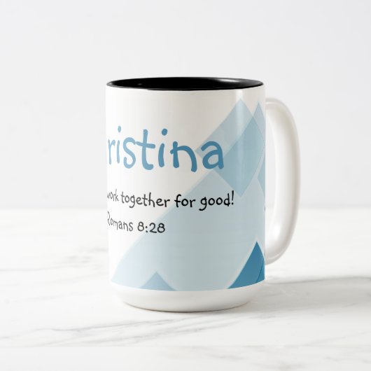 名前をカスタムする励感動的まし聖書引用文 ツートーンマグカップ (正面右)