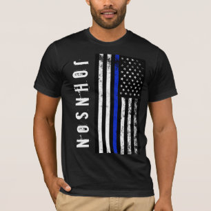 名前をカスタムする動揺して警察スタイル米国国旗 Tシャツ