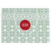 名前をカスタムする北欧スノーフレーク・パターン ラージペーパーバッグ (正面)