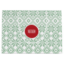 名前をカスタムする北欧スノーフレーク・パターン ラージペーパーバッグ