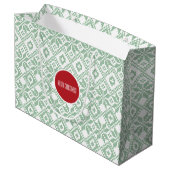 名前をカスタムする北欧スノーフレーク・パターン ラージペーパーバッグ (裏面アングル)