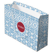 名前をカスタムする北欧スノーフレーク・パターン ラージペーパーバッグ (裏面アングル)