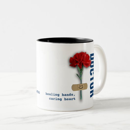 名前をカスタムする医師の感謝ギフト ツートーンマグカップ (正面右)