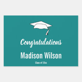 名前をカスタムする卒業おめでとうティール（緑がかった色） ラッピングペーパーシート