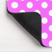 名前をカスタムする印象的なピンクビッグホワイト水玉模様 マウスパッド (コーナー)