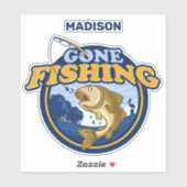 名前をカスタムする去った魚釣り シール (シート)