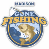 名前をカスタムする去った魚釣り シール (正面)