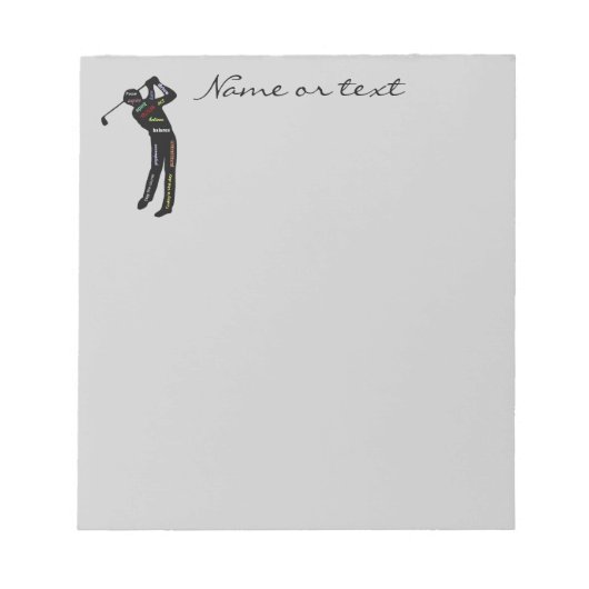 名前をカスタムする又は文字ゴルフ、スポーツやる気を起こさせるワード ノートパッド (正面)