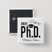 名前をカスタムする及び博士号 缶バッジ (正面&裏面)