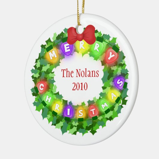 名前をカスタムする及び年のクリスマスのオーナメント セラミックオーナメント (左)