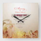 名前をカスタムする及び年の尼僧、宗教第60記念日 スクエア壁時計 (正面)