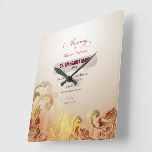 名前をカスタムする及び年の尼僧、宗教第60記念日 スクエア壁時計 (傾斜)