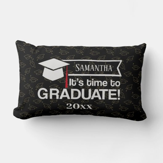 名前をカスタムする及び年次の卒業祝い ランバークッション (正面)