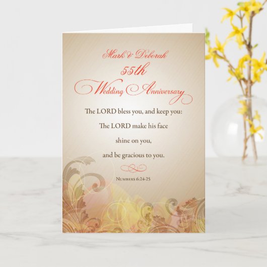 名前をカスタムする及び年第55の結婚記念日、Relig カード (黄色い花)