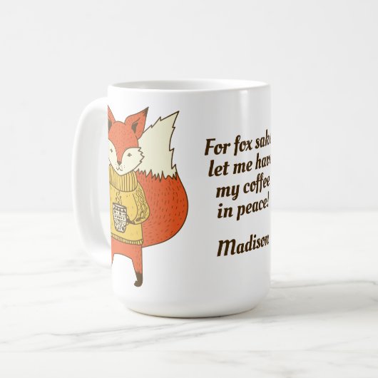 名前をカスタムする及び文字のキツネの為のマグ コーヒーマグカップ (正面左)