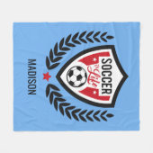 名前をカスタムする及び色のサッカーのロゴのフリースブランケット フリースブランケット (正面(横))
