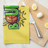 名前をカスタムする及び色の跳ね上がりのバスケットボールタオル キッチンタオル (四つ折り)