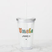 名前をカスタムする叔父レトロギフト |おじさんパーソナライズされた アクリルタンブラー (正面)