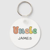 名前をカスタムする叔父レトロギフト |おじさんパーソナライズされた キーホルダー (正面)