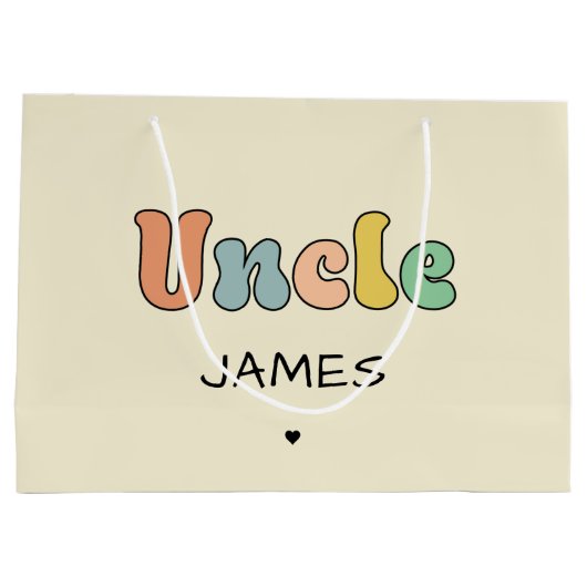 名前をカスタムする叔父レトロギフト |おじさんパーソナライズされた ラージペーパーバッグ (裏面)