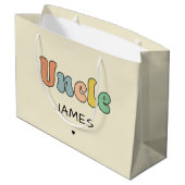 名前をカスタムする叔父レトロギフト |おじさんパーソナライズされた ラージペーパーバッグ (裏面アングル)