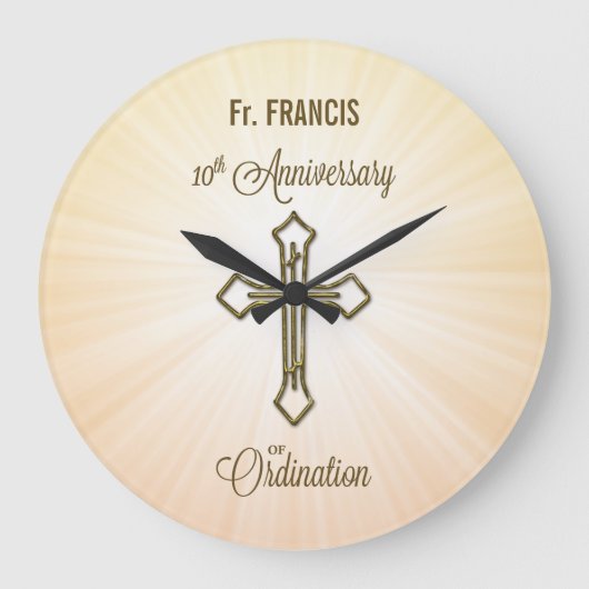 名前をカスタムする叙階10周年 ラージ壁時計 (正面)