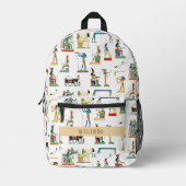 名前をカスタムする古代エジプトヴィンテージエジプトスクール プリントバックパック (正面)