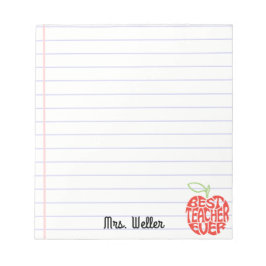 名前をカスタムする可愛い「最高の先生・エバーアップル・ワードアート ノートパッド