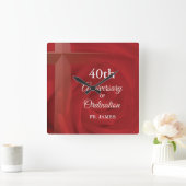 名前をカスタムする司祭記念戒壇レッドローズ スクエア壁時計 (ホーム)