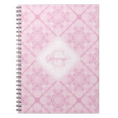 名前をカスタムする名門私立校風のインピンクマンダラダイヤモンドタイル ノートブック (正面)