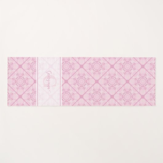 名前をカスタムする名門私立校風のインピンクマンダラダイヤモンドタイル ヨガマット (正面(横))