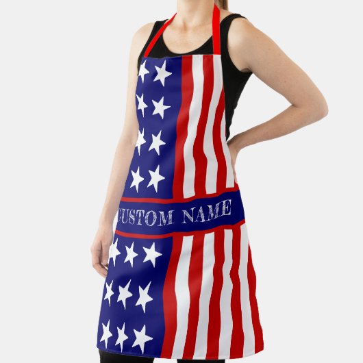 名前をカスタムする国旗のエプロン – 7月4日BBQギフト エプロン (インサイチュ)