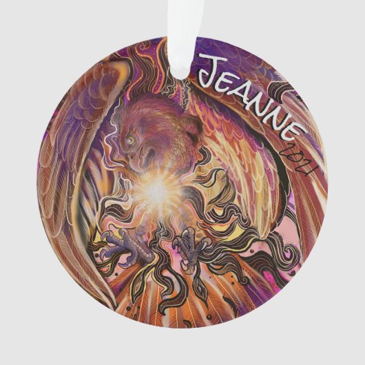 名前をカスタムする太陽のバーストホーク オーナメント (正面)