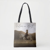 名前をカスタムする女性のカーボーイホースウエスタンランチテーマ トートバッグ (正面)