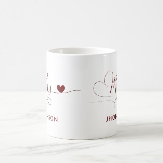 名前をカスタムする妻の贈り物で愛結婚夫人 コーヒーマグカップ (中央)