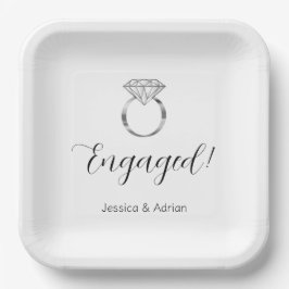 名前をカスタムする婚約したダイヤモンドリングや輪婚約パーティ ペーパープレート